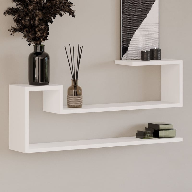 Melto Vegghylle 90x41,2x17 cm - Hvit - Oppbevaring - Hyller - Vegghylle