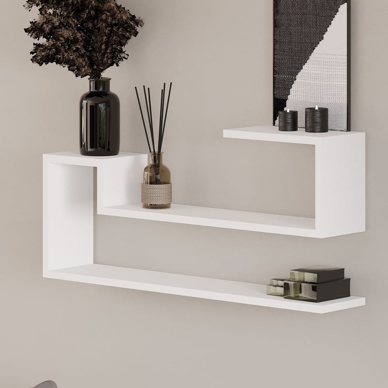 Melto Vegghylle 90x41,2x17 cm - Hvit - Oppbevaring - Hyller - Vegghylle