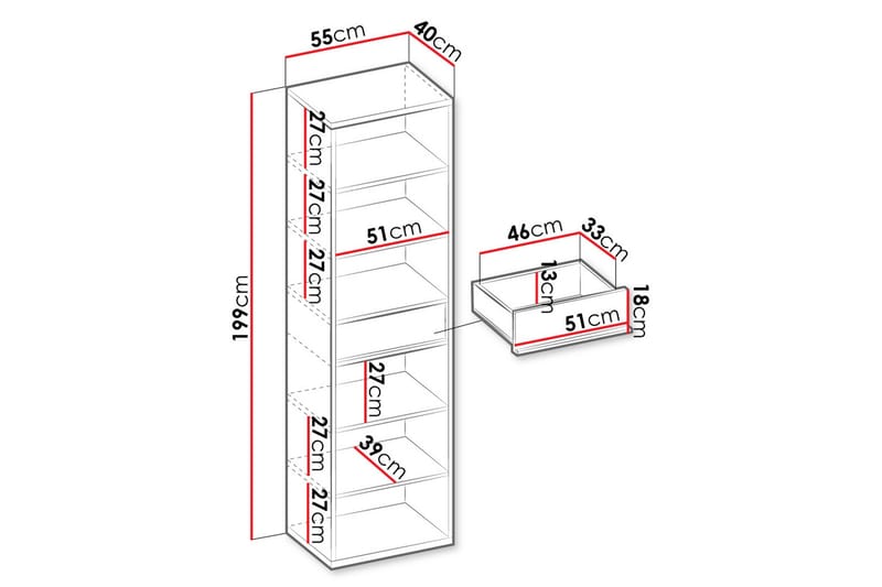 Metropolitan Bokhylle 55x40 cm - Brun/Hvit/Lysegrå/Sort - Oppbevaring - Hyller - Bokhylle
