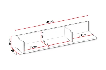 Metropolitan Vegghylle 120x28 cm - Brun/Hvit/Lysegrå/Sort - Oppbevaring - Hyller - Bildehylle & bildelist