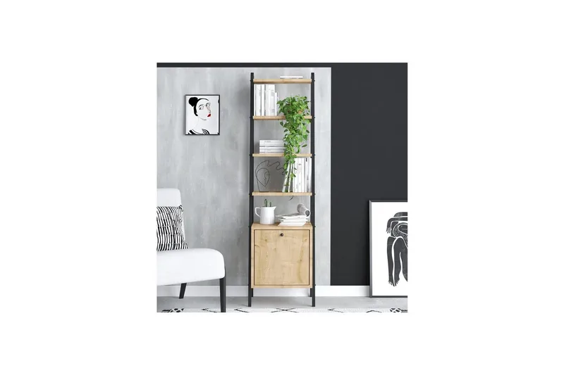 Monaia Bokhylle 44 cm - Eik/Sort - Oppbevaring - Hyller - Bokhylle