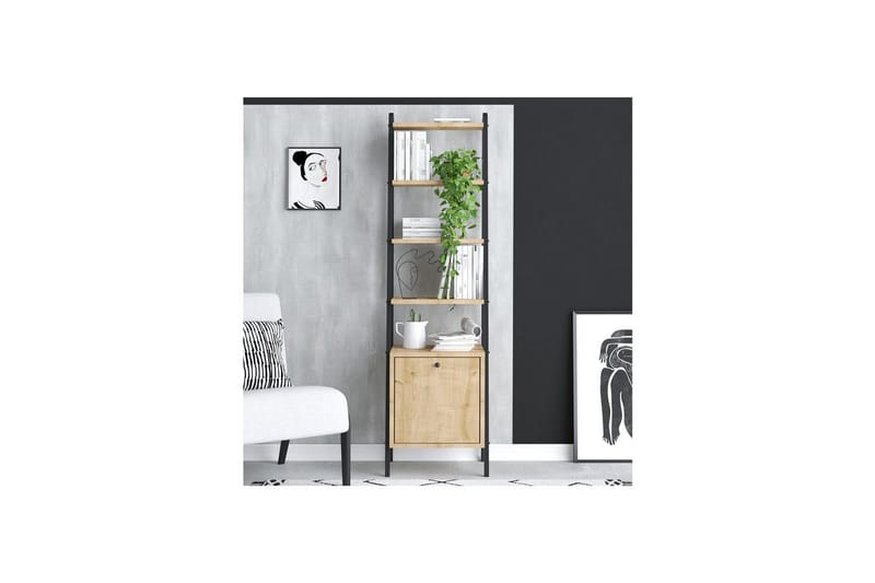 Monaia Bokhylle 44 cm - Eik/Sort - Oppbevaring - Hyller - Bokhylle