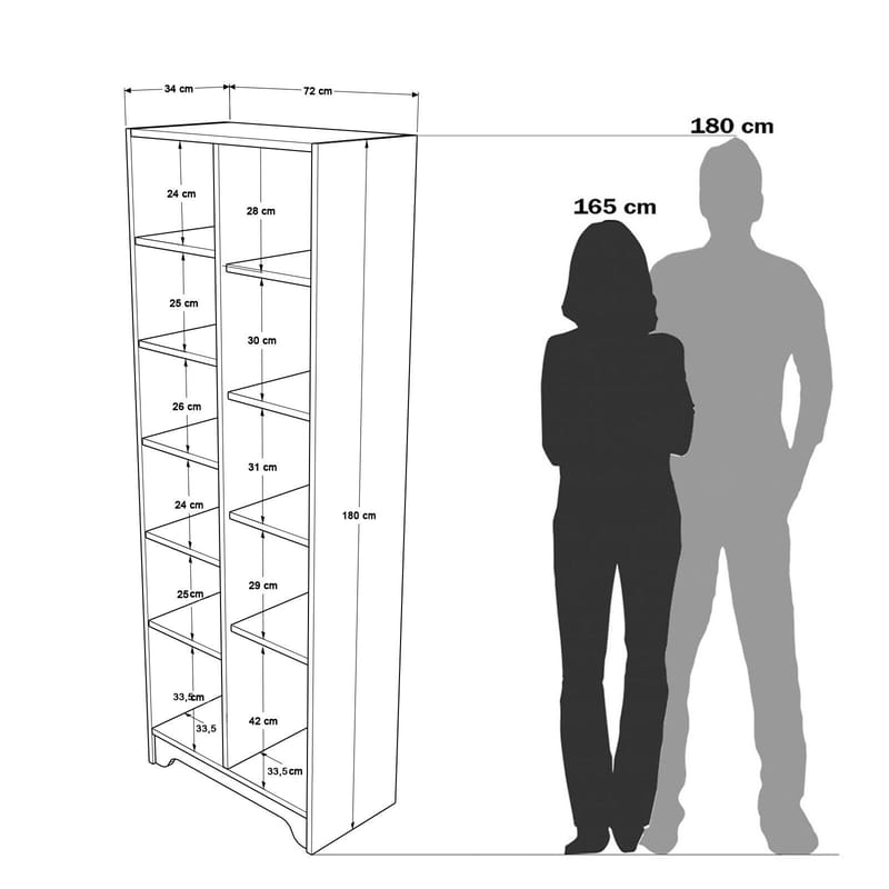 Multi Purpose Cabinet Homitis Eik hvit - Oppbevaring - Hyller - Bokhylle