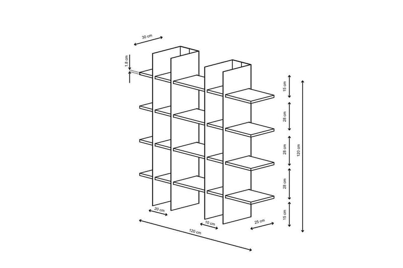 Nara Bokhylle 120 cm - Svart - Oppbevaring - Hyller - Bokhylle