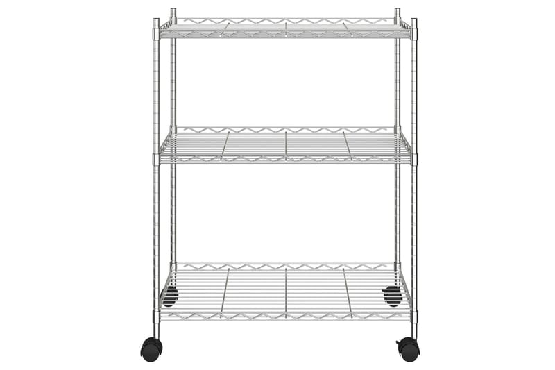 Oppbevaringshylle 3 etasjer med hjul 60x35x81 cm krom 150 kg - Silver - Hyllesystem