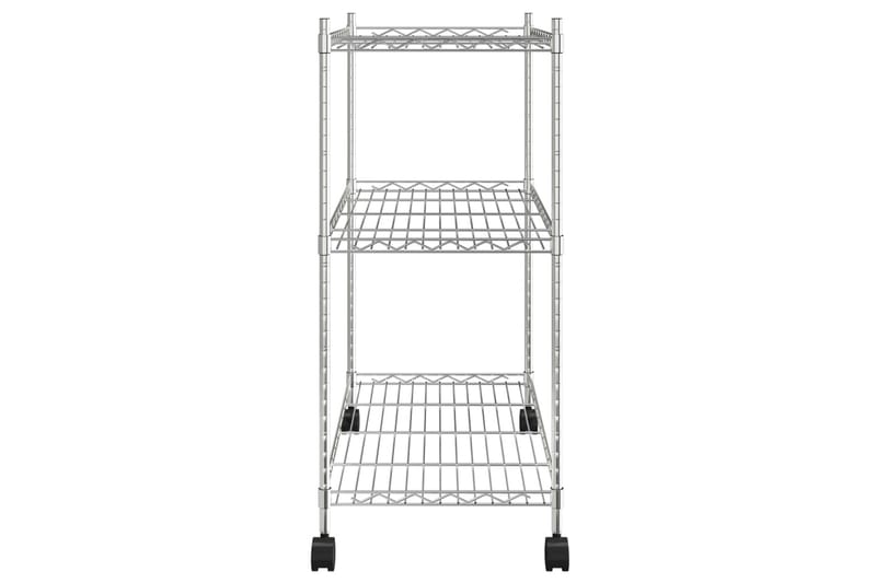 Oppbevaringshylle 3 etasjer med hjul 60x35x81 cm krom 150 kg - Silver - Hyllesystem