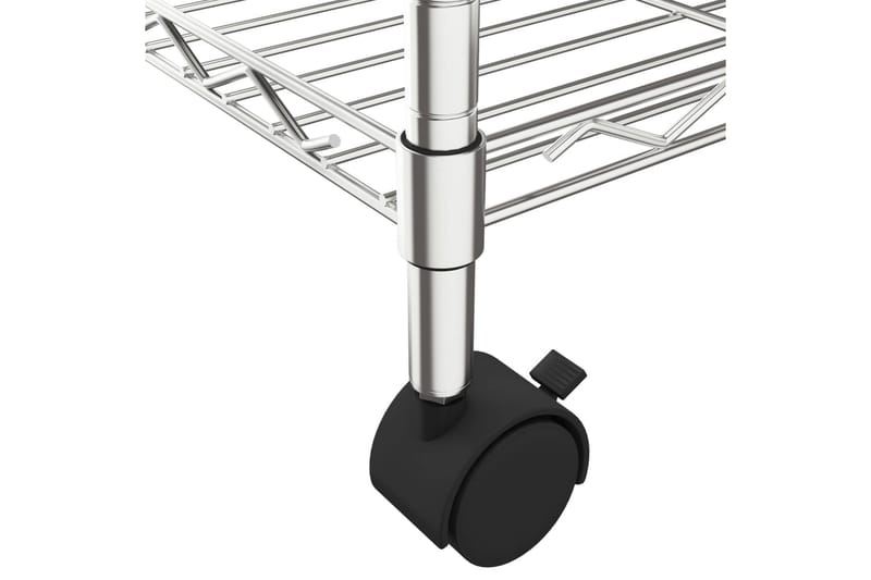 Oppbevaringshylle 3 etasjer med hjul 60x35x81 cm krom 150 kg - Silver - Oppbevaring - Hyller - Hyllesystem
