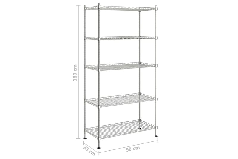 Oppbevaringshylle 5 etasjer 90x35x180 cm krom 250 kg - Silver - Oppbevaring - Hyller - Vegghylle