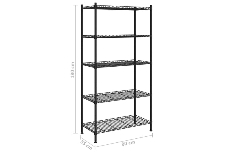 Oppbevaringshylle 5 etasjer 90x35x180 cm svart 250 kg - Svart - Oppbevaring - Hyller - Vegghylle