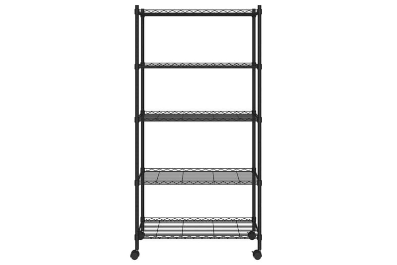 Oppbevaringshylle 5 etasjer med hjul 75x35x155 cm 250 kg - Svart - Oppbevaring - Hyller - Vegghylle