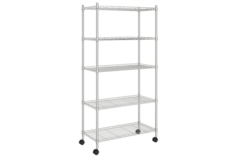 Oppbevaringshylle 5 etasjer med hjul 75x35x155cm krom 250 kg - Silver - Oppbevaring - Hyller - Vegghylle