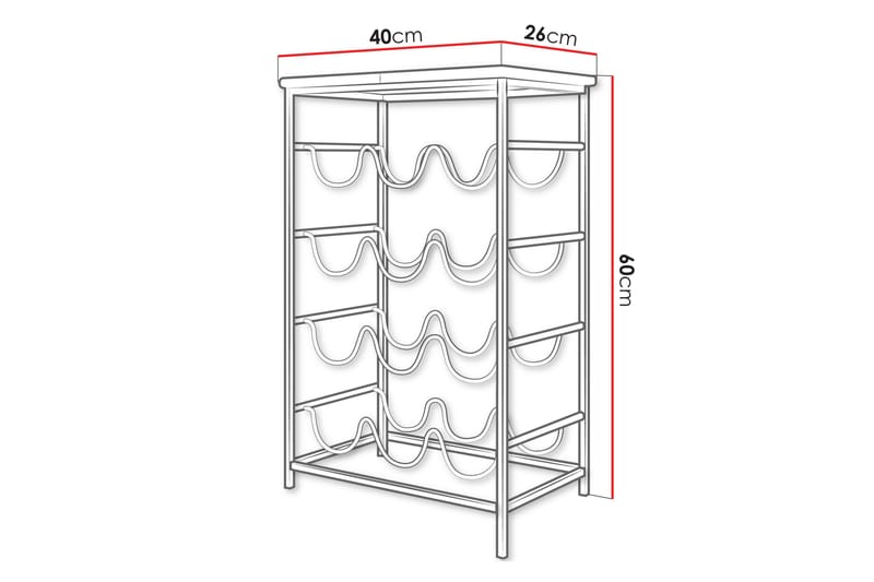 Haru Vinstativ 40x26 cm 60x - Svart - Oppbevaring - Hyller - Oppbevaringshylle - Vinstativ & vinhylle