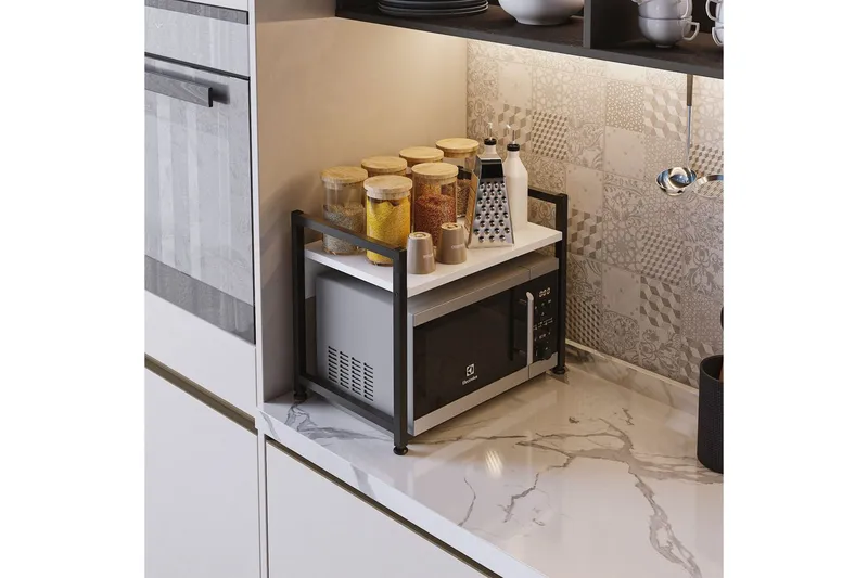 Kjøkkenhylle Kunimitsu Hvit / Svart - Hvit / Svart - Oppbevaring - Hyller - Oppbevaringshylle - Krydderhylle & krydderstativ