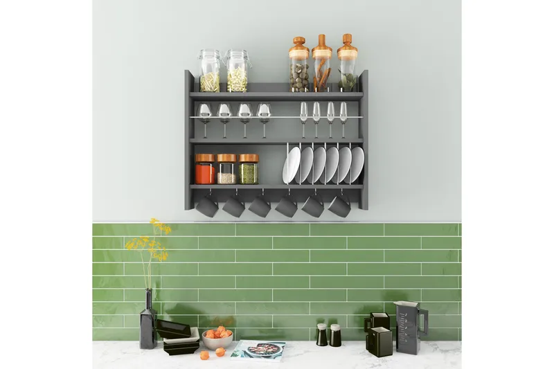 Lesince Krydderhylle 85x15 cm - Antrasitt - Oppbevaring - Hyller - Oppbevaringshylle - Krydderhylle & krydderstativ
