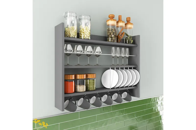 Lesince Krydderhylle 85x15 cm - Antrasitt - Oppbevaring - Hyller - Oppbevaringshylle - Krydderhylle & krydderstativ