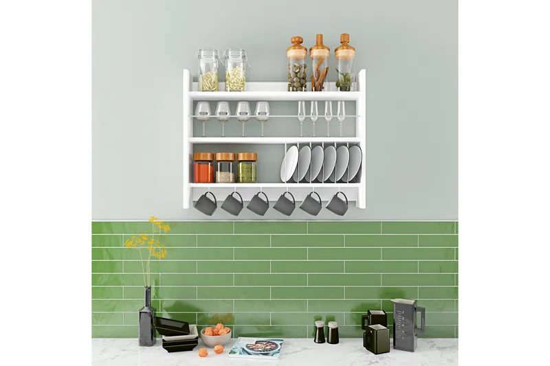 Lesince Krydderhylle 85x15 cm - Hvit - Oppbevaring - Hyller - Oppbevaringshylle - Krydderhylle & krydderstativ