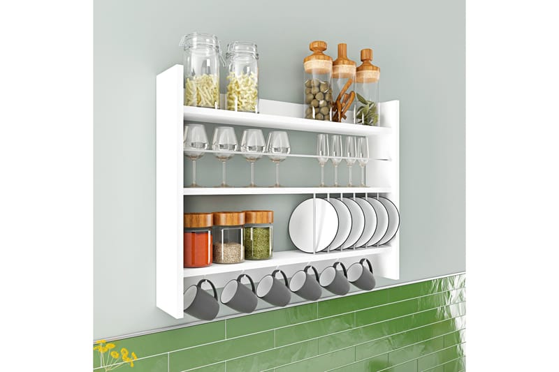 Lesince Krydderhylle 85x15 cm - Hvit - Oppbevaring - Hyller - Oppbevaringshylle - Krydderhylle & krydderstativ