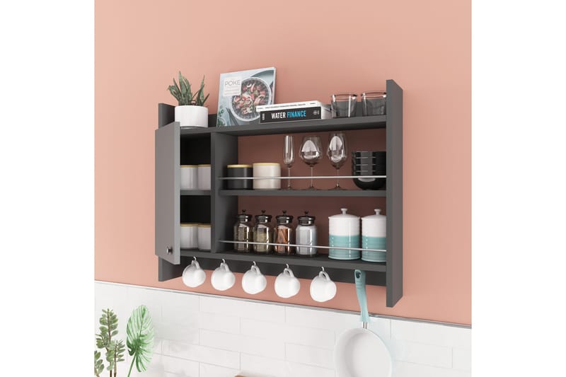 Nivillac Krydderhylle 85x15 cm - Grå - Oppbevaring - Hyller - Oppbevaringshylle - Krydderhylle & krydderstativ