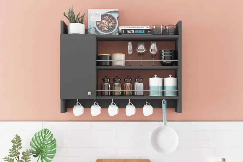 Nivillac Krydderhylle 85x15 cm, Grå