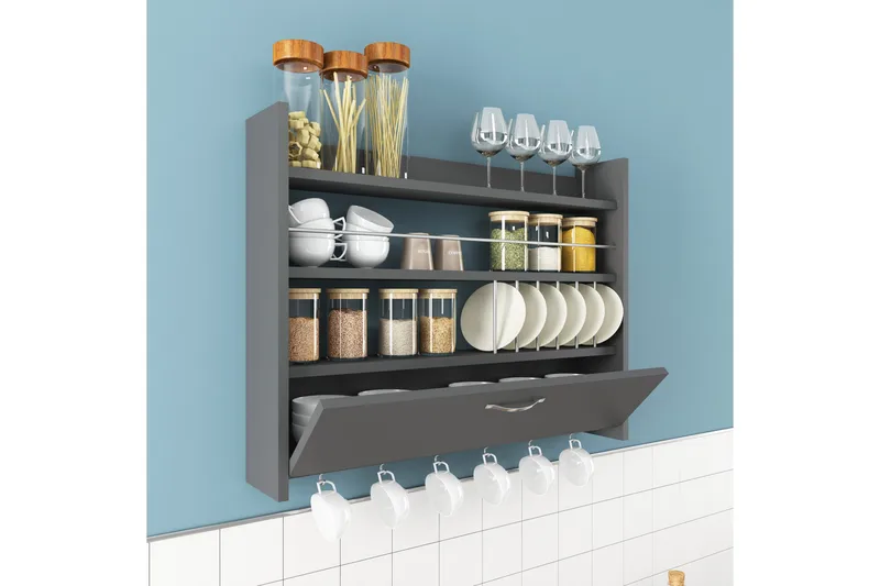 Rovdane Krydderhylle 85x15 cm - Antrasitt - Oppbevaring - Hyller - Oppbevaringshylle - Krydderhylle & krydderstativ