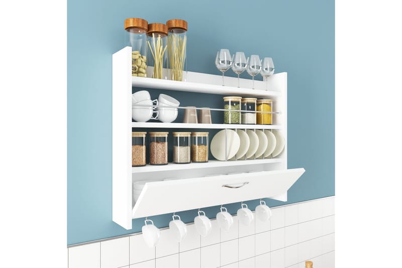 Rovdane Krydderhylle 85x15 cm - Ekstra Hvit - Oppbevaring - Hyller - Oppbevaringshylle - Krydderhylle & krydderstativ