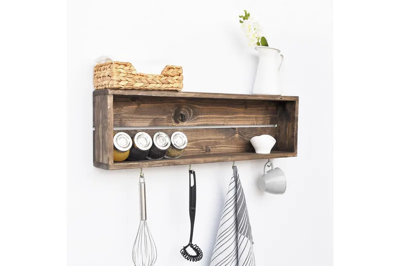 Ticknor Kjøkkenhylle 72 cm - Valnøtt - Oppbevaring - Hyller - Oppbevaringshylle - Krydderhylle & krydderstativ