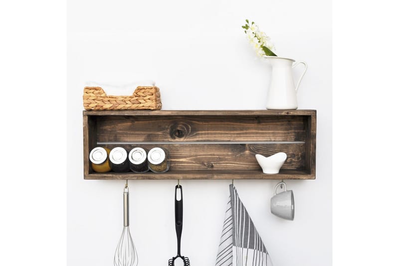 Ticknor Kjøkkenhylle 72 cm - Valnøtt - Oppbevaring - Hyller - Oppbevaringshylle - Krydderhylle & krydderstativ