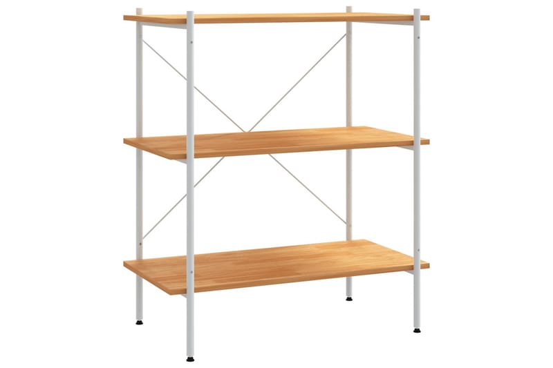 3-etasjers hylleenhet hvit og eik 80x40x92 cm - Hvit - Oppbevaring - Hyller - Oppbevaringshylle - Lagerhylle