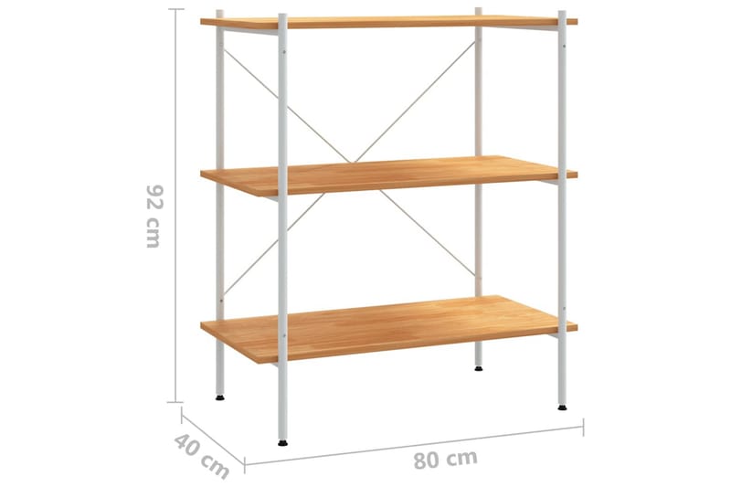 3-etasjers hylleenhet hvit og eik 80x40x92 cm - Hvit - Oppbevaring - Hyller - Oppbevaringshylle - Lagerhylle