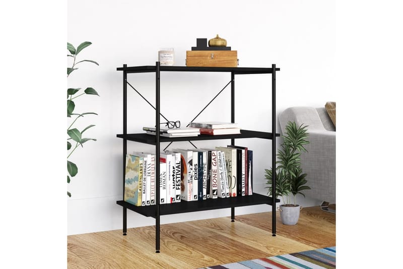 3-etasjers hylleenhet svart 80x40x92 cm - Svart - Oppbevaring - Hyller - Oppbevaringshylle - Lagerhylle