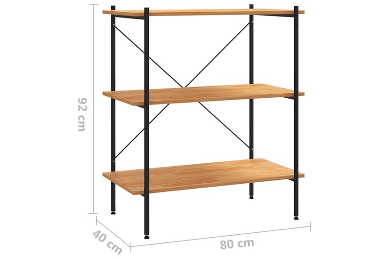 3-etasjers hylleenhet svart og eik 80x40x92 cm - Svart - Oppbevaring - Hyller - Oppbevaringshylle - Lagerhylle
