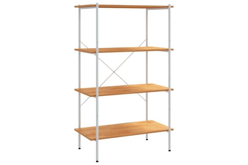 4-etasjers hylleenhet hvit og eik 80x40x130 cm - Hvit - Oppbevaring - Hyller - Oppbevaringshylle - Lagerhylle
