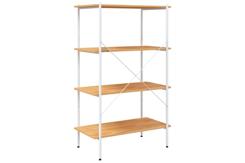 4-etasjers hylleenhet hvit og eik 80x40x130 cm - Hvit - Oppbevaring - Hyller - Oppbevaringshylle - Lagerhylle