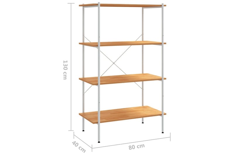 4-etasjers hylleenhet hvit og eik 80x40x130 cm - Hvit - Oppbevaring - Hyller - Oppbevaringshylle - Lagerhylle