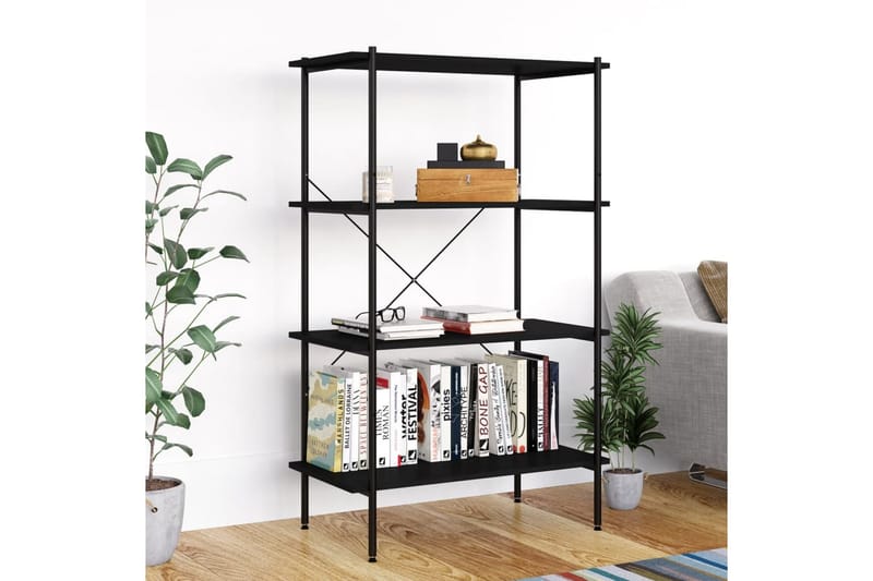 4-etasjers hylleenhet svart 80x40x130 cm - Svart - Oppbevaring - Hyller - Oppbevaringshylle - Lagerhylle