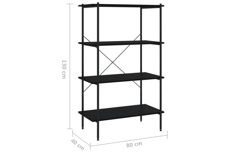 4-etasjers hylleenhet svart 80x40x130 cm - Svart - Oppbevaring - Hyller - Oppbevaringshylle - Lagerhylle