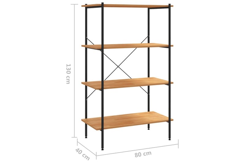 4-etasjers hylleenhet svart og eik 80x40x130 cm - Svart - Oppbevaring - Hyller - Oppbevaringshylle - Lagerhylle