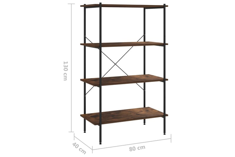 4-etasjers hylleenhet svart og mørkt tre 80x40x130 cm - Svart - Oppbevaring - Hyller - Oppbevaringshylle - Lagerhylle