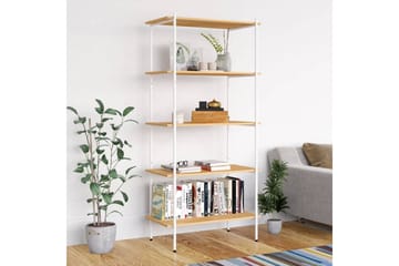 5-etasjers hylleenhet hvit og eik 80x40x163 cm - Hvit - Oppbevaring - Hyller - Oppbevaringshylle - Lagerhylle
