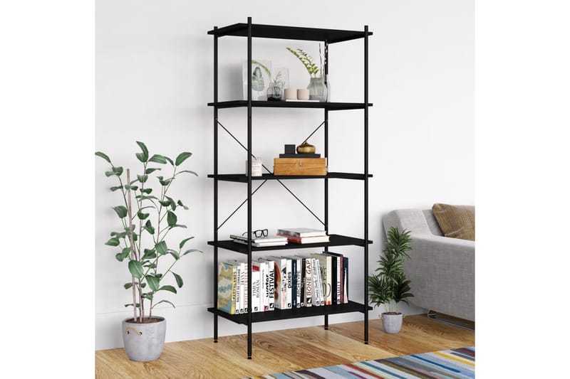 5-etasjers hylleenhet svart 80x40x163 cm - Svart - Oppbevaring - Hyller - Oppbevaringshylle - Lagerhylle