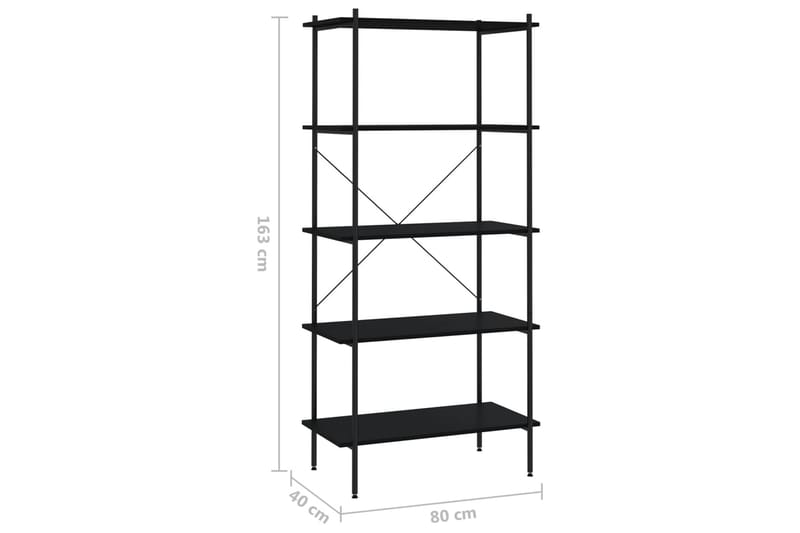 5-etasjers hylleenhet svart 80x40x163 cm - Svart - Oppbevaring - Hyller - Oppbevaringshylle - Lagerhylle