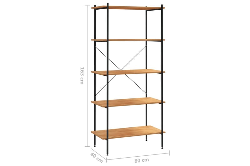 5-etasjers hylleenhet svart og eik 80x40x163 cm - Svart - Oppbevaring - Hyller - Oppbevaringshylle - Lagerhylle