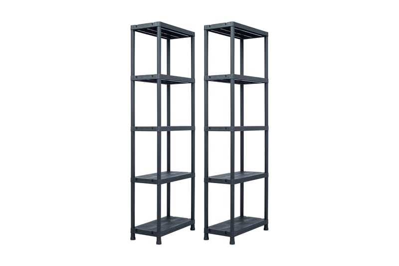 Oppbevaringshylle 2 stk svart 125 kg 60x30x180 cm plast - Oppbevaring - Hyller - Oppbevaringshylle - Lagerhylle