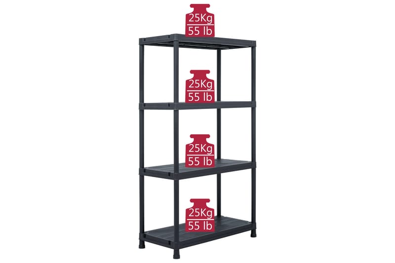 Oppbevaringshylle 2 stk svart 60x30x138 cm plast - Oppbevaring - Hyller - Oppbevaringshylle - Lagerhylle