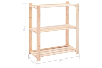 Oppbevaringshylle 3 etasjer 80x38x90 cm heltre furu 150 kg - Beige - Oppbevaring - Hyller - Oppbevaringshylle - Lagerhylle