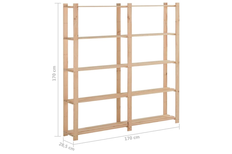 Oppbevaringshylle 5 etasjer 170x28,5x170 cm heltre furu - Brun - Oppbevaring - Hyller - Oppbevaringshylle - Lagerhylle