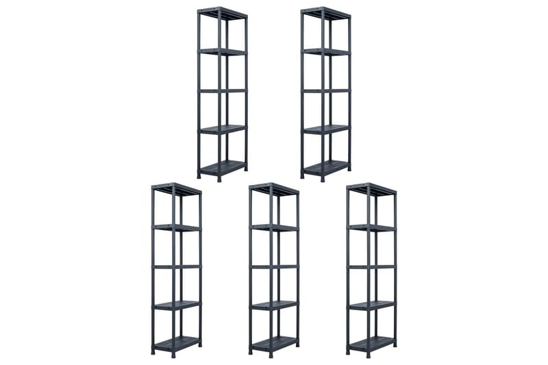 Oppbevaringshylle 5 stk svart 125 kg 60x30x180 cm plast - Oppbevaring - Hyller - Oppbevaringshylle - Lagerhylle