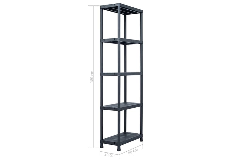 Oppbevaringshylle 5 stk svart 125 kg 60x30x180 cm plast - Oppbevaring - Hyller - Oppbevaringshylle - Lagerhylle