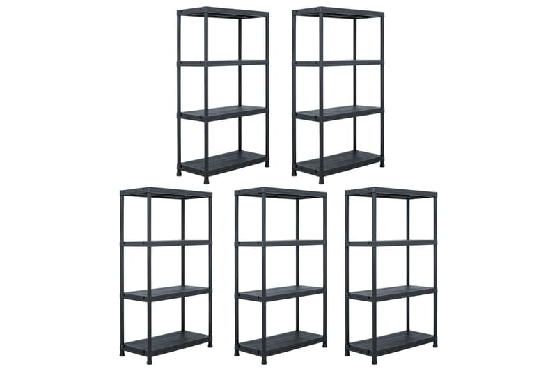 Oppbevaringshylle 5 stk svart 60x30x138 cm plast - Oppbevaring - Hyller - Oppbevaringshylle - Lagerhylle