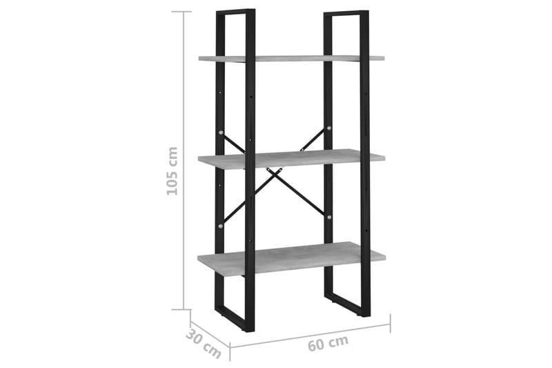 Oppbevaringshylle betonggrå 60x30x105 cm sponplate - Grå - Lagerhylle